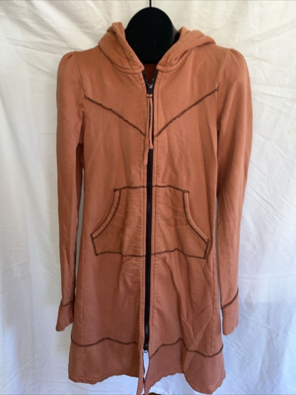 PRAIRIE UNDERGROUND Salmon Pink Size Small Cloak Hoodie Jacket Organic Cotton
